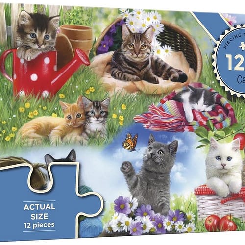 cats piecing together puzzel  stukjes