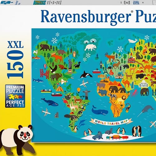 dieren wereldkaart puzzel xl stukjes