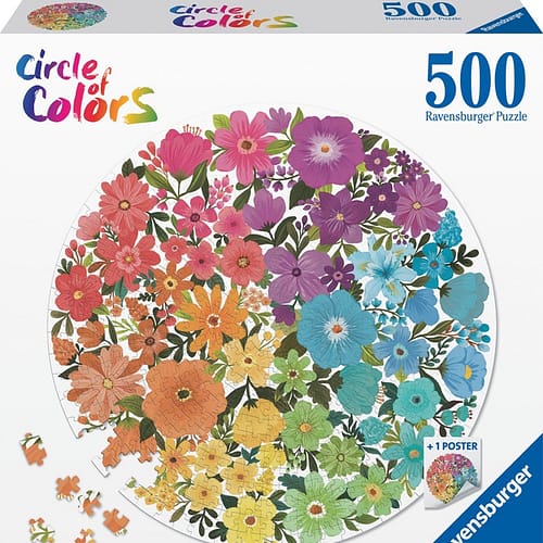 circle of colors flowers puzzel  stukjes