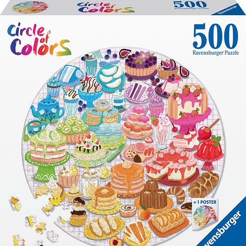 circle of colors desserts pastries puzzel  stukjes