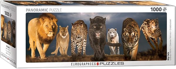 big cats panorama puzzel  stukjes