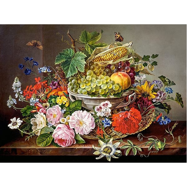 Still Life with Flowers and Fruit Basket Puzzel